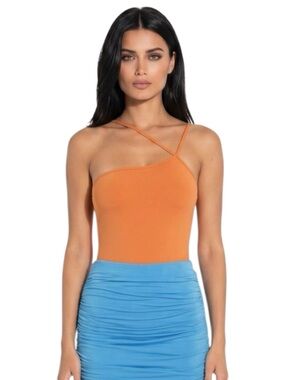 Superdown M orange asymmetrical bodysuit